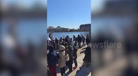 Hundreds gather near the Capitol in D.C. to protest against the Trump administration