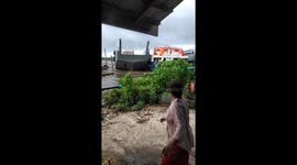 Ships crash as strong winds batter dock in Indonesia