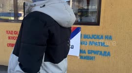 Leaders and supporters of the Srpska Lista (Serb List) political party attend the last public speech before the black out period, in the Zvecan Cultural Centre