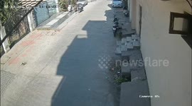 Dramatic CCTV: Drunk Youth Crash Speeding Car Into Wall, Crush Bike in Yamunanagar