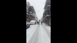 French Quarter Musicians Play In Historic Snowfall