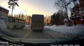 Young woman has near miss when car hits her as she chases bus