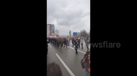 Serbia: Veterans of the 63rd Parachute Brigade join protest in Kragujevac