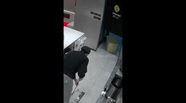 Chef's amusing slip captured on CCTV