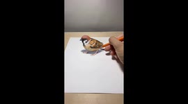 Chinese woman’s 3D bird drawing on paper amazes viewers