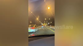 Dozens of boy racers showing off their wheels crash in motorway pile-up