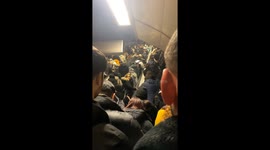 Heavy snow causes congestion in subway in Istanbul