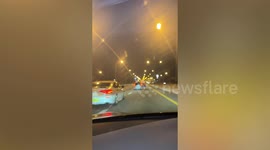 Dozens of boy racers showing off their wheels crash in motorway pile-up