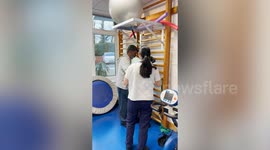 Moment wife with rare brain disease dances with husband for first time in years