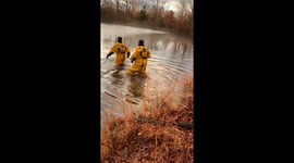 Volunteer Fire Department Rescues Dog In Freezing Lake
