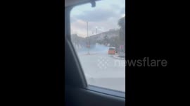 Palestine: Israeli forces launch a tear gas canister inside a Palestinian vehicle at the entrance of Turmus Aya town, northeast of Ramallah