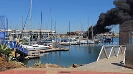 Water Cannon Used On Yacht Fire