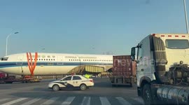 Retired Airbus plane blocks highway in China