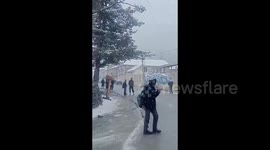 Light snowfall in Tangmarg