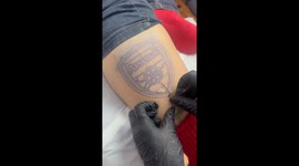 Man embroiders Arsenal logo onto arm (33M views on Instagram)