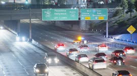 US, Los Angeles: Downtown Los Angeles Multiple Vehicles Struck by Thrown Rocks on 110 Freeway