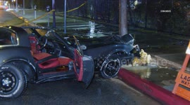US, Los Angeles: Fairfax Corvette Abandoned After Hydrant Crash