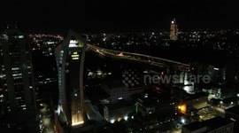 A beautiful, calm, slow moving drone night shot of Nairobi City.