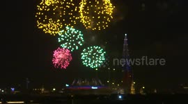 Russian defender day's firework over St Petersburg, Russia