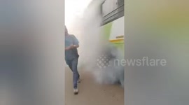 In Orisha Bus caught fire, doors jammed, passengers came out through windows, screamed