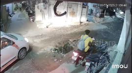 Motorcycle rider falls into freshly dug hole left in road by workers