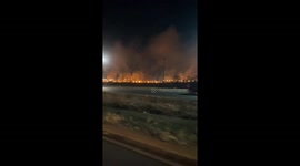 Fire spreads through grassland inside Kenya airport