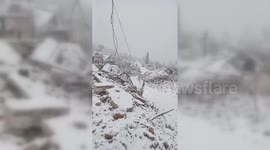 Lebanon: Snow Falls on War-Torn Kfar Kila, Covering the Ruins in Southern Lebanon