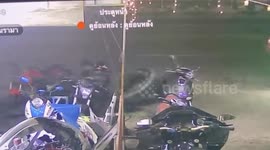 Customer knocked over by loose truck wheel that rolls into shop
