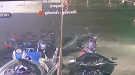 Customer knocked over by loose truck wheel that rolls into shop