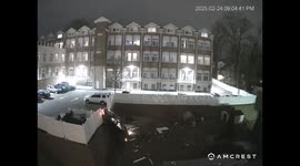 Driver crashes through embankment and into neighbors yard. Hawthorne, New Jersey