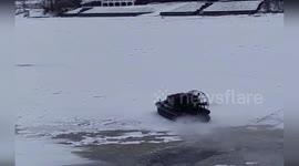 Pet dog stranded on frozen river is rescued in Russia