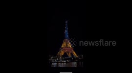 France: Eiffel Tower Lit In Ukrainian Colors To Mark Third Anniversary Of Ukraine Invasion