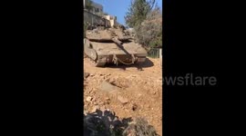 Israeli tanks continue their incursion into the vicinity of the Al-Ghabz area near Jenin camp, West Bank