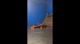 Stuntman practises realistic falls after 'being shot'
