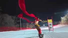 Skier dressed as Ne Zha in NE China