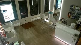 CCTV shows thieves smashing glass door and raiding salon for pricey skincare items