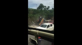 Molasses truck loses brakes, crashes on bridge in Bukidnon, Philippines