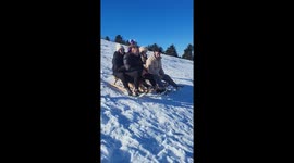 Speeding sledder crashes into tourists in Tirana, Albania