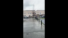Cyclist falls after hitting a barrier in Ballymun, Dublin