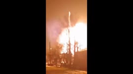 Massive fire erupts after attack on oil depot in Karlovka, Poltava, Ukraine