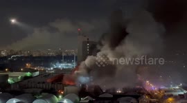 Massive fire breaks out at research institute, part of building collapses in Moscow, Russia