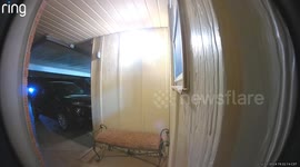 Visitors accidentally walk into transparent glass door in Kingfisher, Oklahoma, USA