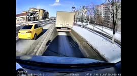 Dashcam captures car hitting wheelchair user in Dmitrov, Russia