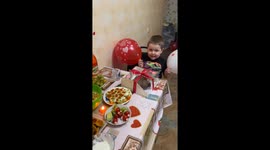Boy gets startled and cries as balloon pops in Fryazino, Russia