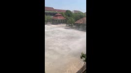 Strong winds kick up dust storm in Pati, Central Java, Indonesia