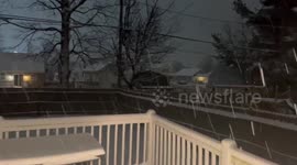 Winter storm leaves moderate snowfall and icy conditions in Paulsboro, New Jersey, USA