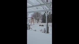 Winter storm causes hazardous road conditions in Varna, Illinois, USA