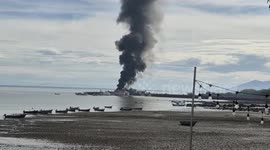 Massive fire breaks out at naval base in La Unión, El Salvador