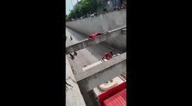 Firefighters rescue man from underpass tunnel in Cebu, Philippines