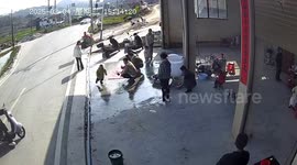 Car skids on road causing panic in Guizhou, China